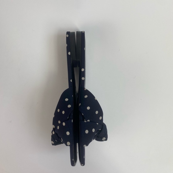 Saint Laurent Bianca Navy Knotted Polka-Dot Slides - Picture 6 of 7